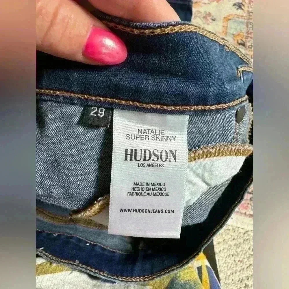 Hudson Natalie Super Skinny Jeans Womens 29 Denim Pockets Blue Medium Wash Zip - Picture 3 of 5